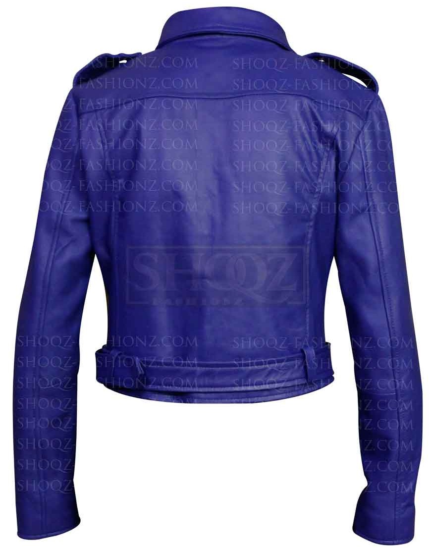 Women's Royal Blue Biker Leather Jacket